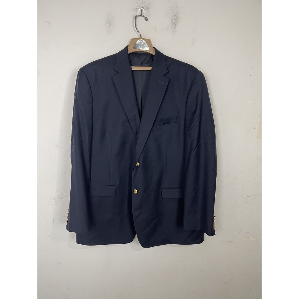 LAUREN Ralph Lauren Men's Navy Blue 100% Wool 2-Button Blazer Sport Coat‎ 46L